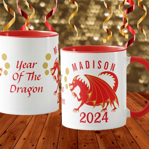 Lunar New Year 2024 Red Dragon Name Birth Year Mug