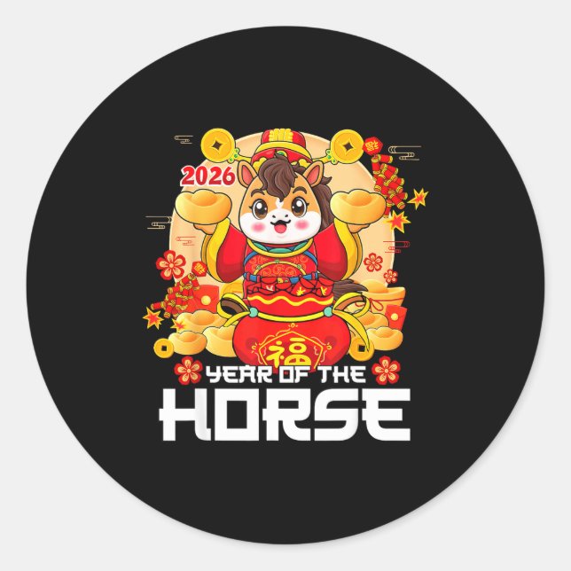 Lunar New Year 2026 Year Of The Horse Chinese New  Classic Round Sticker (Front)