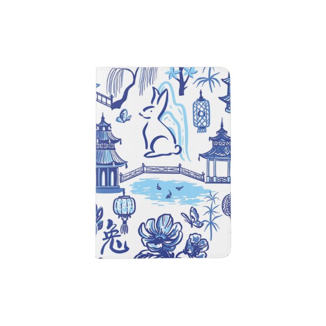 Lunar New Year Chinoiserie Rabbit Passport Holder (Front)