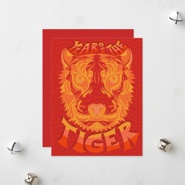 Lunar New Year Holiday Flat Greeting Card (Front/Back In Situ)