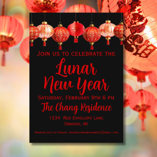 Lunar New Year Lantern Chinese New Year Invitation