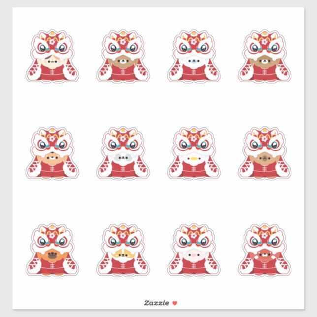 Lunar New Year - Lion Dance Sticker (Sheet)