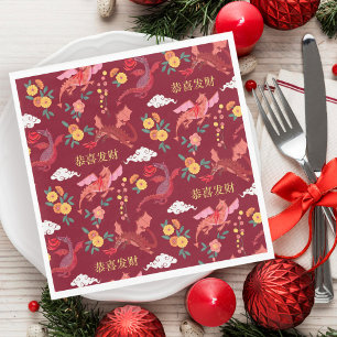 Lunar new year of the dragon red napkins