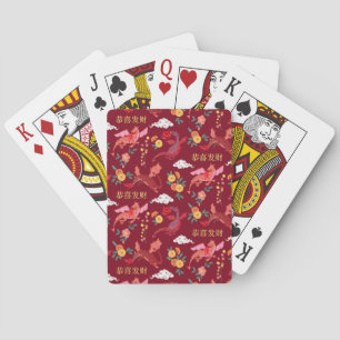 Lunar new year of the dragon red  poker cards