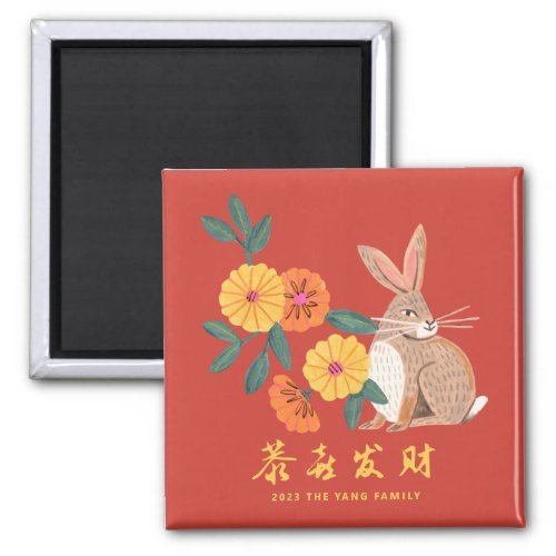 Lunar new year of the rabbit holiday magnet