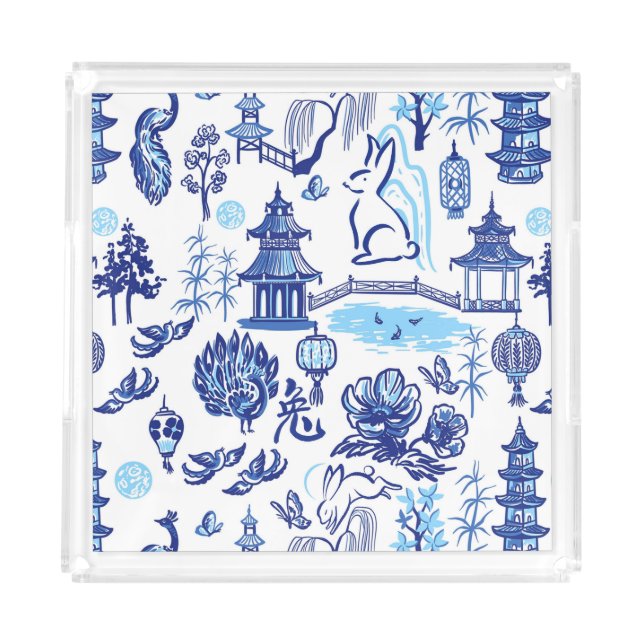 Lunar New Year - Rabbit Chinoiserie Acrylic Tray (Front)