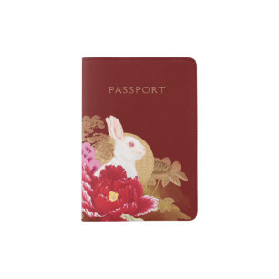 Lunar New Year - Rabbit on Red Passport Holder