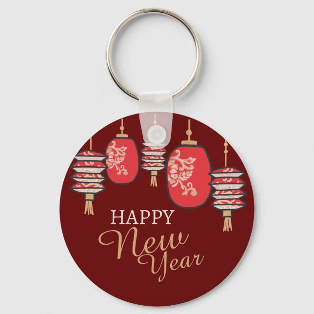 Lunar New Year Red Lantern 2026 Keychain (Front)