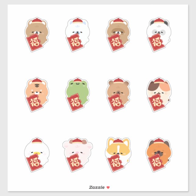 Lunar New Year - Red Packet Fortune Sticker (Sheet)
