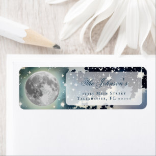 Lunar Night Sky Wedding Address Label