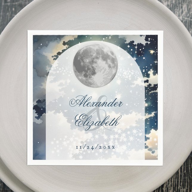 Lunar Night Sky Wedding Napkins (Lunar Night Sky Wedding Napkins)