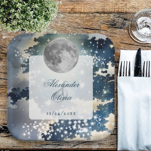 Lunar Night Sky Wedding Paper Plates
