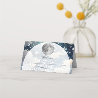 Lunar Night Sky Wedding Place Card