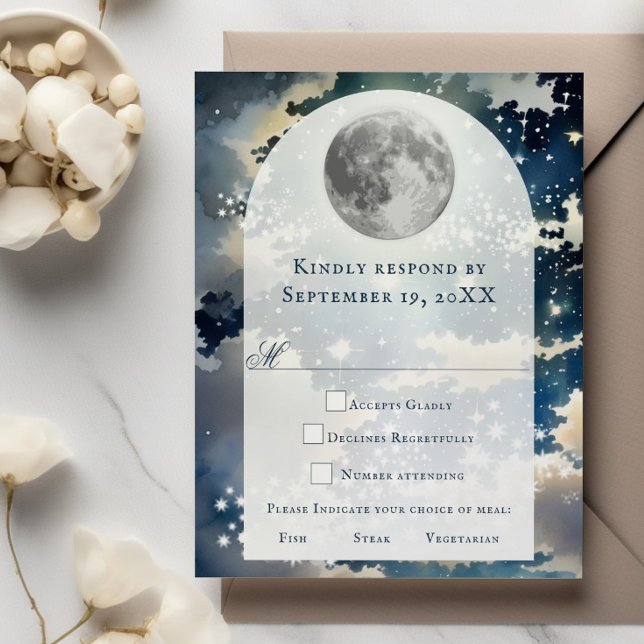 Lunar Night Sky Wedding RSVP Card (Lunar Night Sky Wedding RSVP Card)