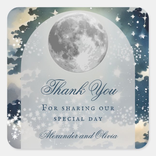 Lunar Night Sky Wedding Square Sticker (Front)