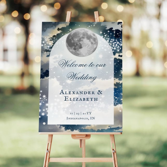 Lunar Night Sky Wedding Welcome Foam Board (Lunar Night Sky Wedding Welcome Foam Board)