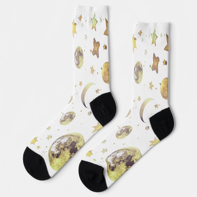 Lunar Pattern Socks – Cozy Cosmic Design (Left)