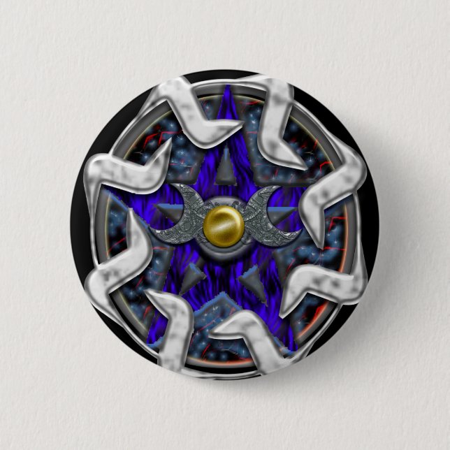 lunar pentacle pinback button (Front)