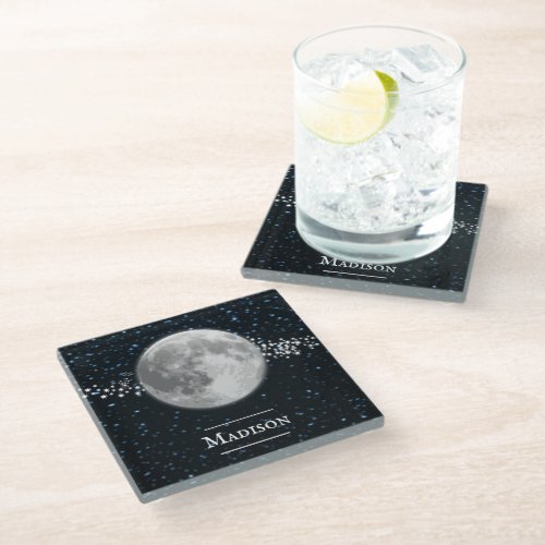 Lunar Personalized Glass Coaster