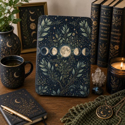 Lunar Phases Botanical Night Art Kindle Cover