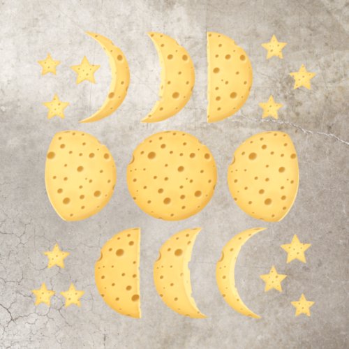 Lunar Phases Cheese Moon  Stars Fairytale Science Floor Decals