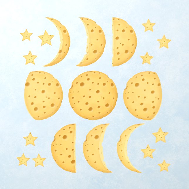 Lunar Phases Cheese Moon & Stars Fairytale Science Wall Decal (Insitu 1)