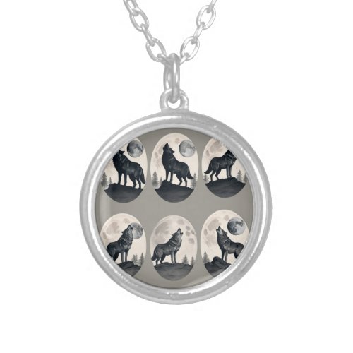 Lunar Phases Silver Plated Necklace