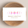 Lunar Pink Ombre Moon Phases Reiki Practitioner Business Card
