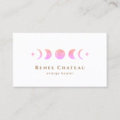 Lunar Pink Ombre Moon Phases Reiki Practitioner Business Card (Front)