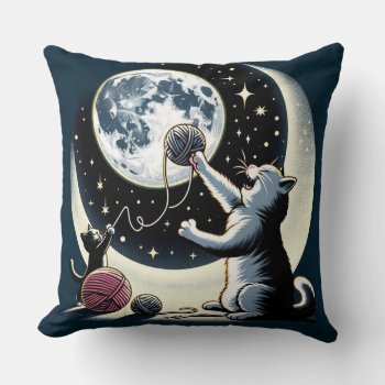 Lunar Playtime Kittens Pillow by Godsblossom at Zazzle
