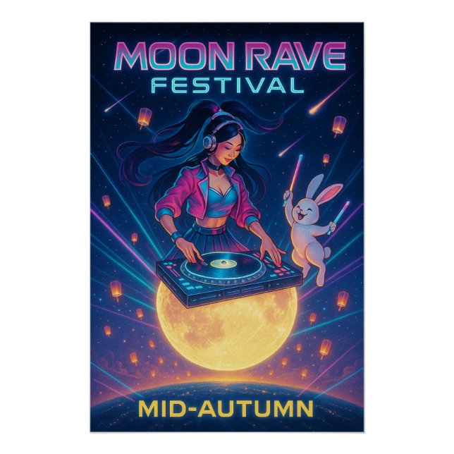 Lunar Rave – Moon Rabbit & K-pop Chang’e Poster (Front)