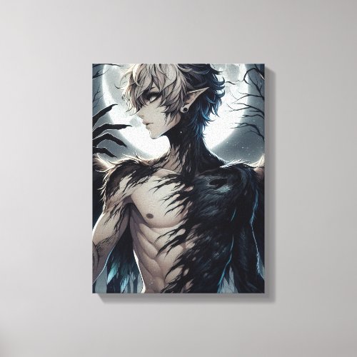 Lunar Raven's Embrace Canvas Print