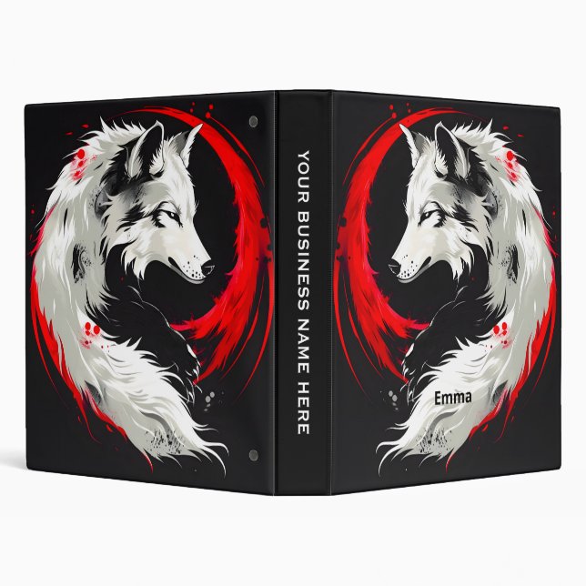 Lunar Red White Wolf 3 Ring Binder (Background)