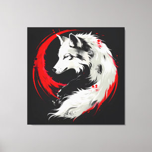 Lunar Red White Wolf Canvas Print