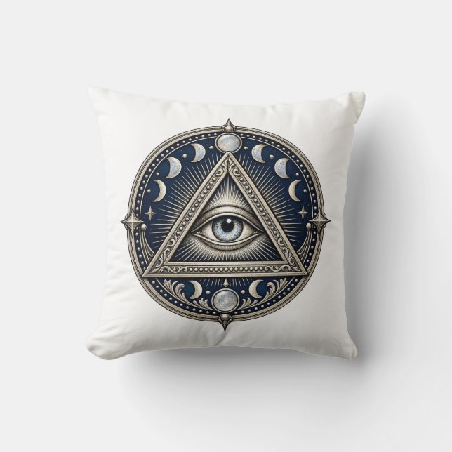 Lunar Silver Eye Throw Pillow (Front)