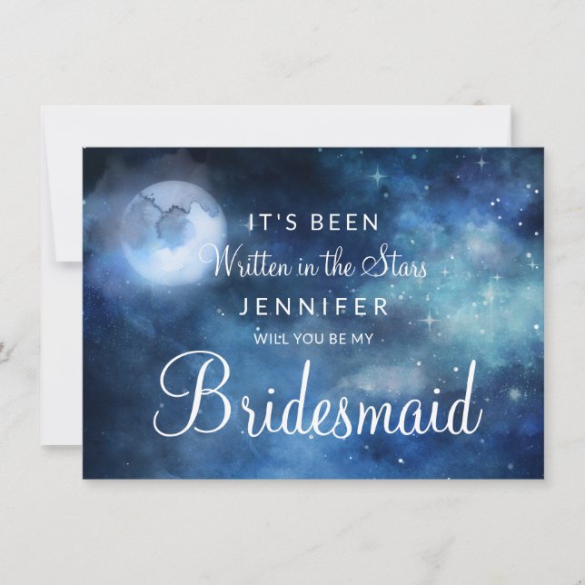 Lunar Sky Full Moon Be My Bridesmaid Proposal Card (Front)