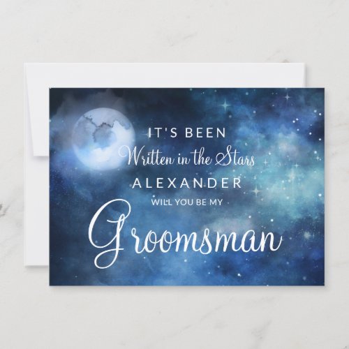 Lunar Sky Full Moon Be My Groomsman Proposal Card