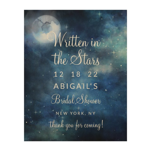 Lunar Sky Full Moon Bridal Shower Welcome Sign (Front)