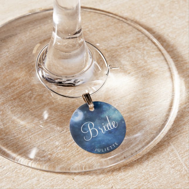 Lunar Sky Full Moon Celestial Bride Personalized Wine Charm (In Situ)