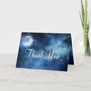 Lunar Sky Full Moon Celestial Custom Wedding Photo Letterpress Thank You Card