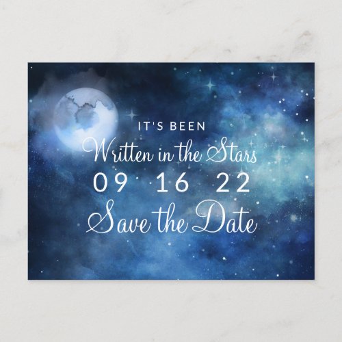 Lunar Sky Full Moon Celestial Galaxy Save the Date Announcement Postcard