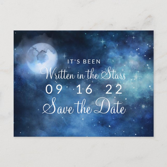 Lunar Sky Full Moon Celestial Galaxy Save the Date Announcement Postcard (Front)