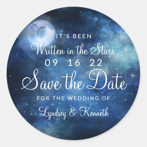 Lunar Sky Full Moon Celestial Galaxy Save the Date Classic Round Sticker