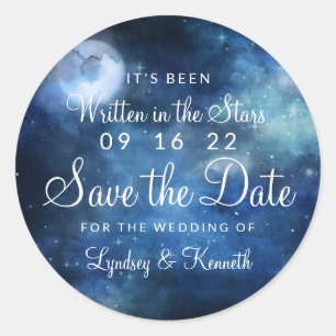 Lunar Sky Full Moon Celestial Galaxy Save the Date Classic Round Sticker