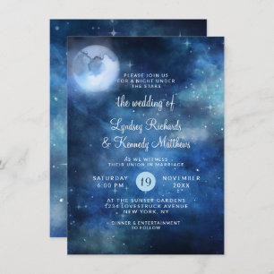Lunar Sky Full Moon Celestial Galaxy Stars Wedding Invitation