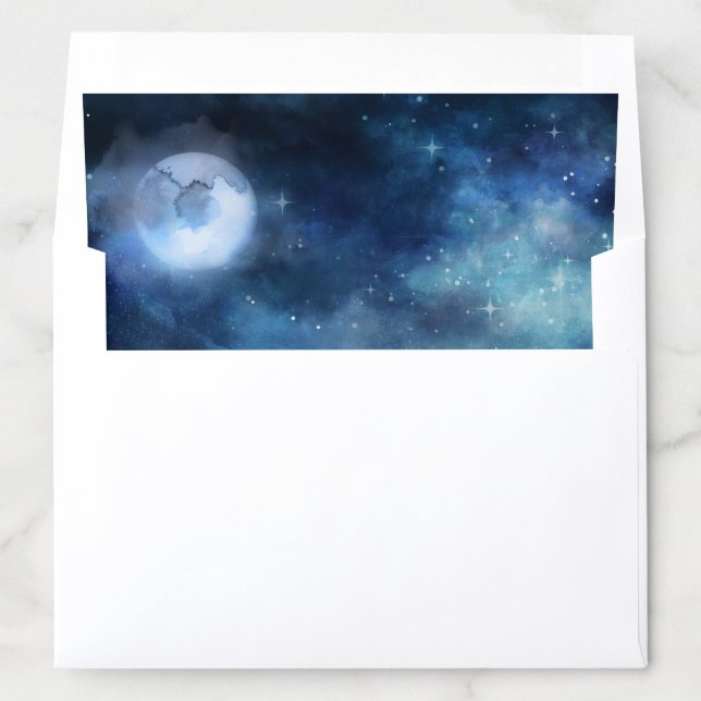 Lunar Sky Full Moon Celestial Galaxy Wedding Envelope Liner (In Envelope)