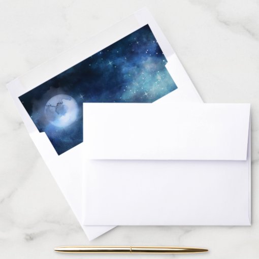 Lunar Sky Full Moon Celestial Galaxy Wedding Envelope Liner | Zazzle