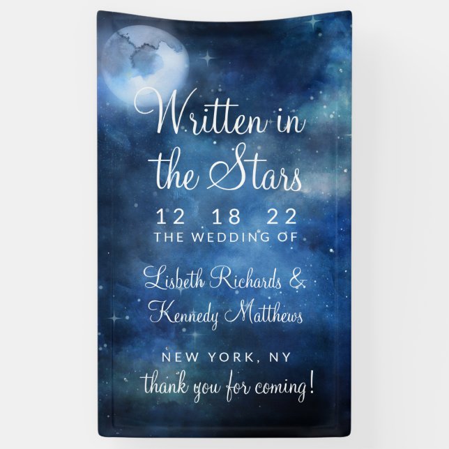 Lunar Sky Full Moon Celestial Star Wedding Welcome Banner (Vertical)
