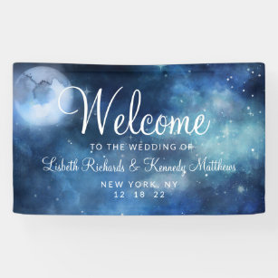 Lunar Sky Full Moon Celestial Star Wedding Welcome Banner