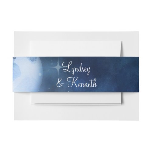 Lunar Sky Full Moon Celestial Wedding Monogram Invitation Belly Band